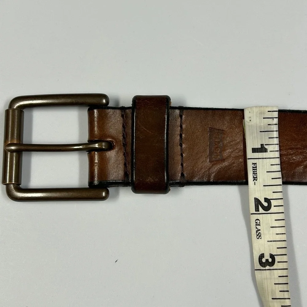 Levis Brown Leather Belt Mens Size 36 Brass Buckle 1.5